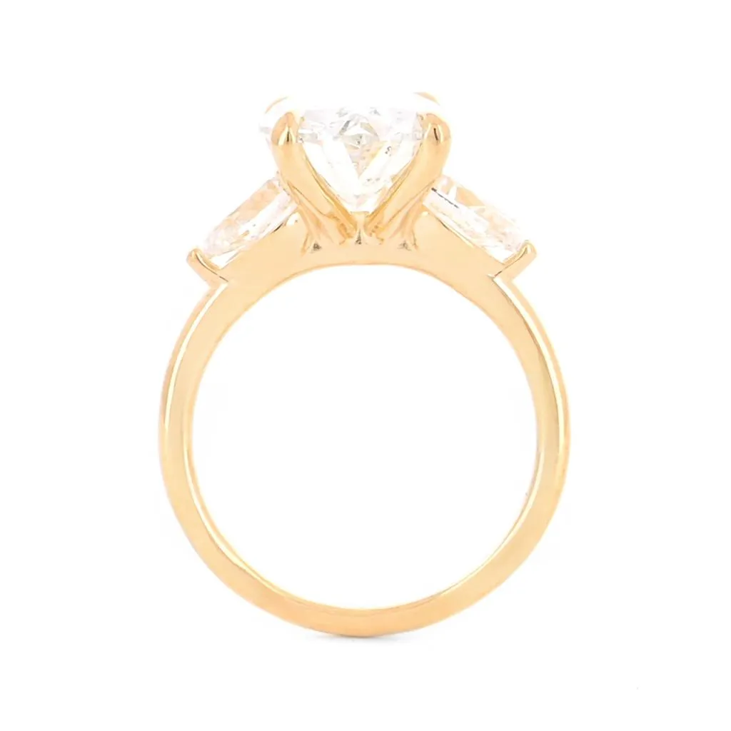 5.25ctw Oval Three-Stone   Pear Diamond Engagement Ring - 14K Yellow Gold