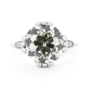 6.51ctw Circular Brilliant Diamond Vintage Style Engagement Ring - 950 Platinum