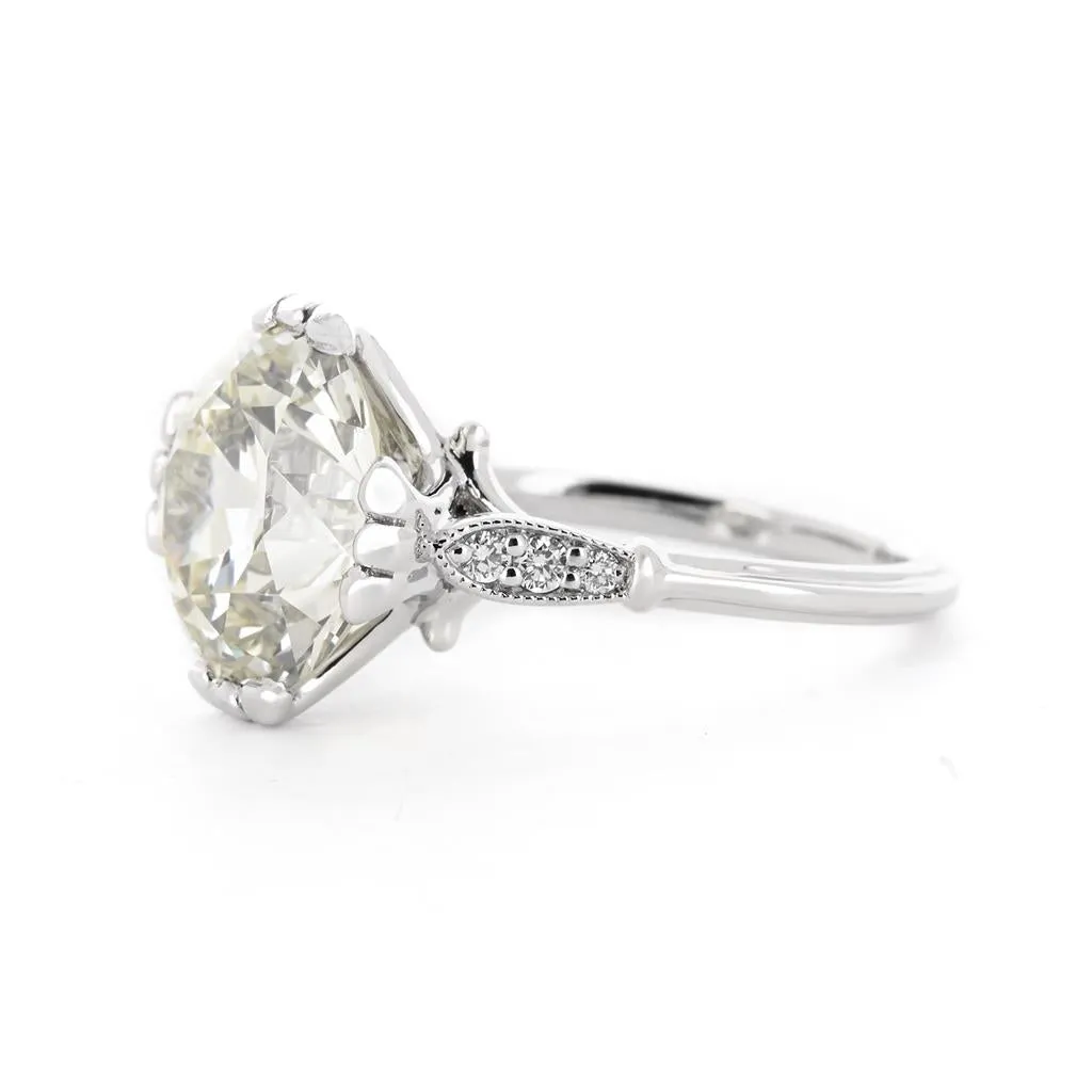 6.51ctw Circular Brilliant Diamond Vintage Style Engagement Ring - 950 Platinum