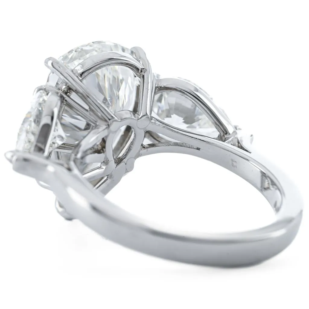 9.02CTW Pear Natural Diamond Three Stone Engagement Ring- 950 Platinum