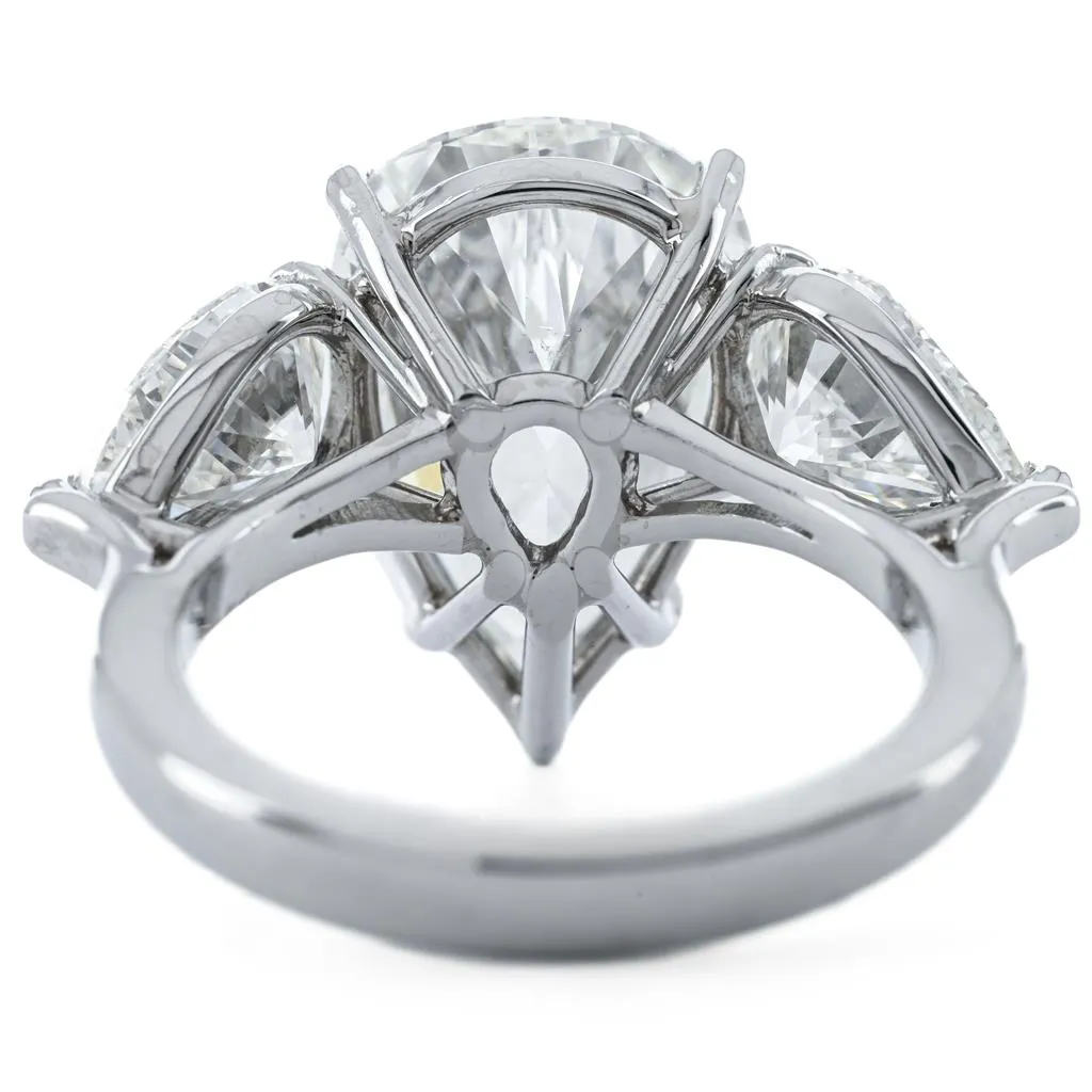 9.02CTW Pear Natural Diamond Three Stone Engagement Ring- 950 Platinum