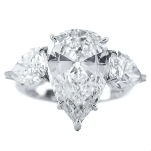 9.02CTW Pear Natural Diamond Three Stone Engagement Ring- 950 Platinum