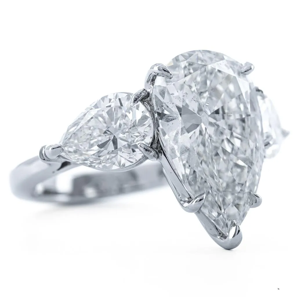 9.02CTW Pear Natural Diamond Three Stone Engagement Ring- 950 Platinum