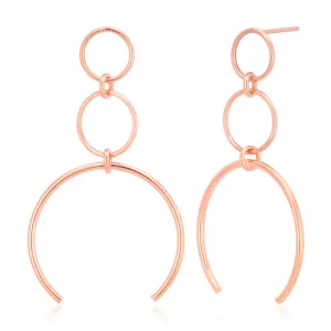 9ct Rose Gold Graduated Triple Circle Drop Earrings