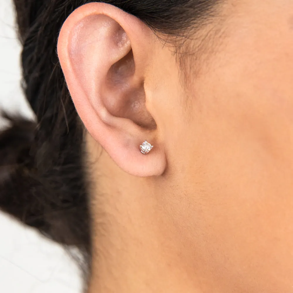 9ct White Gold Diamond Stud Earrings