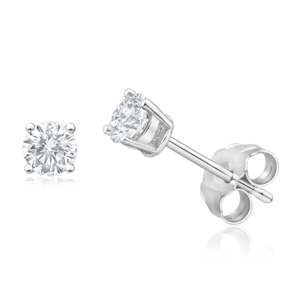 9ct White Gold Diamond Stud Earrings