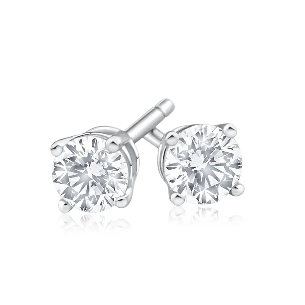9ct White Gold Diamond Stud Earrings