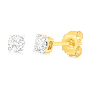 9ct Yellow Gold  0.30 Carat Diamond Stud Earrings