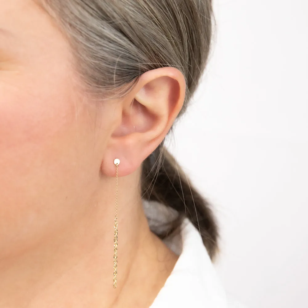 9ct Yellow Gold 2mm Rope & Trace Chain Drop Earrings