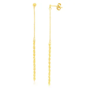 9ct Yellow Gold 2mm Rope & Trace Chain Drop Earrings