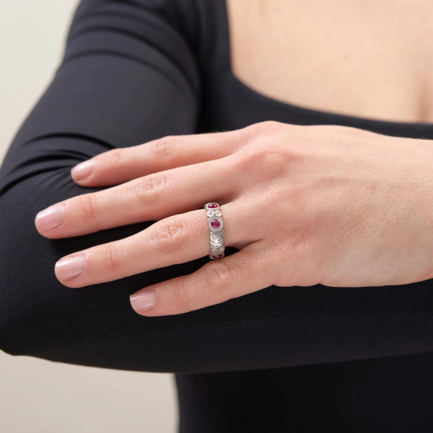 ALEX SEPKUS Estate Platinum Ruby & Diamond Eternity Band