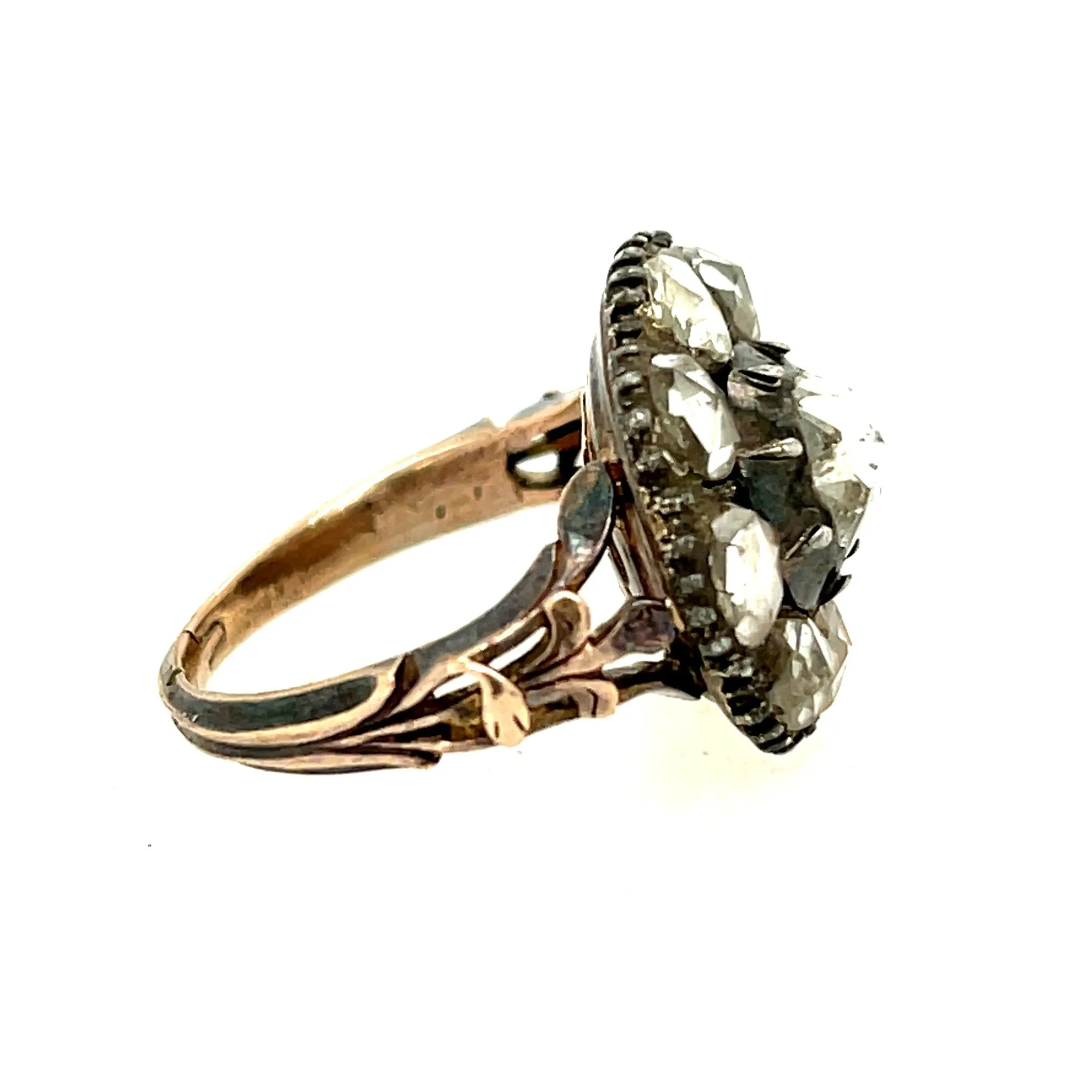 Antique 18KT Blackened Gold Diamond Ring