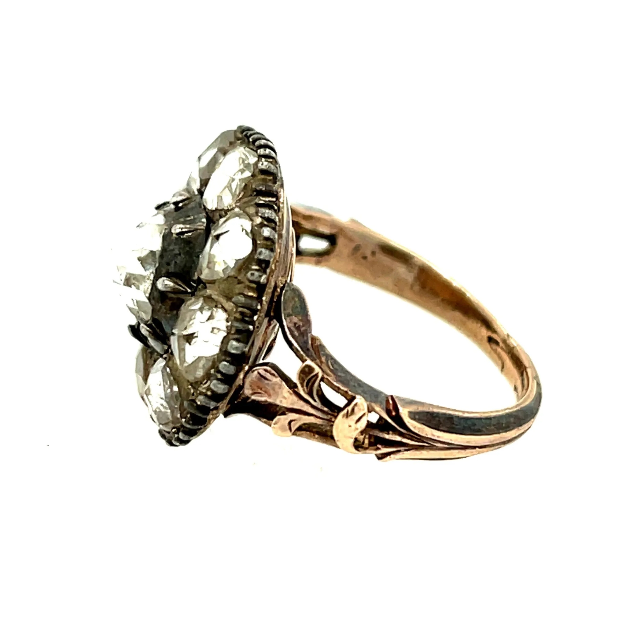 Antique 18KT Blackened Gold Diamond Ring