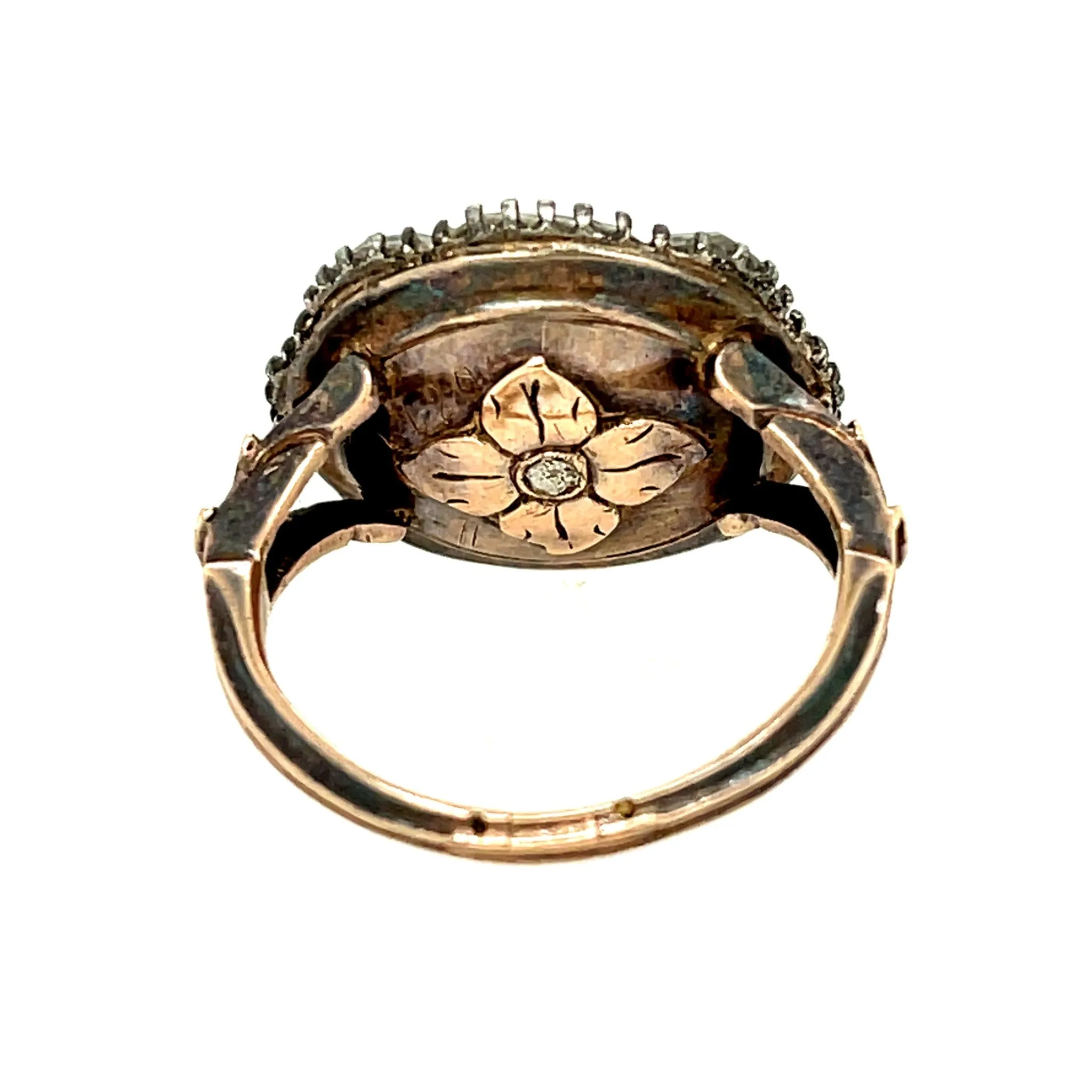 Antique 18KT Blackened Gold Diamond Ring
