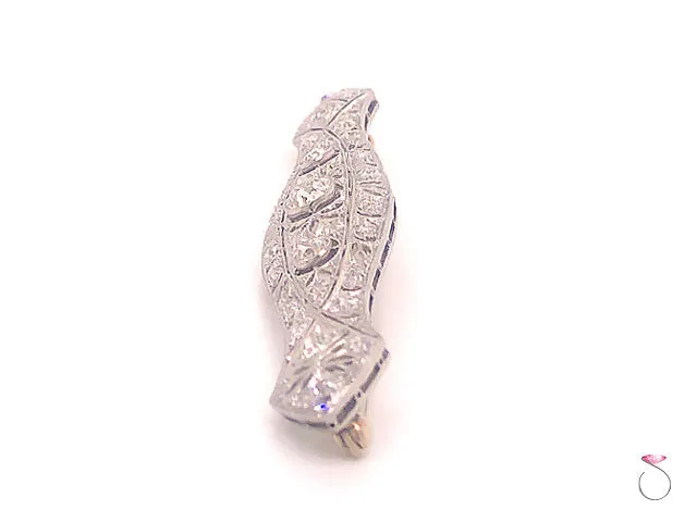Art Deco Diamond Brooch in Platinum, 3.10 Carats