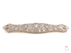 Art Deco Diamond Brooch in Platinum, 3.10 Carats
