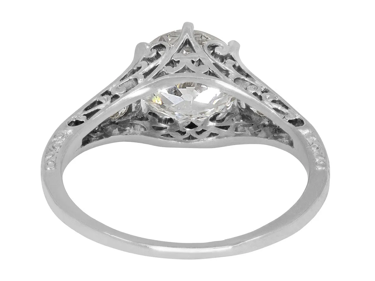 Art Deco Diamond Solitaire Ring, 1.62 carat F/SI-1, in Platinum