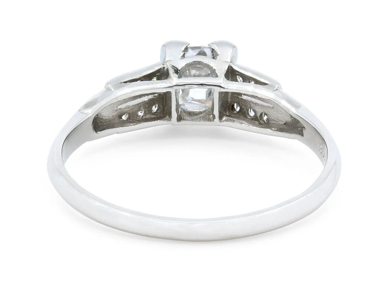 Art Deco Old Mine Brilliant Cut Diamond Ring, 0.56 carat E/SI-1, in Platinum