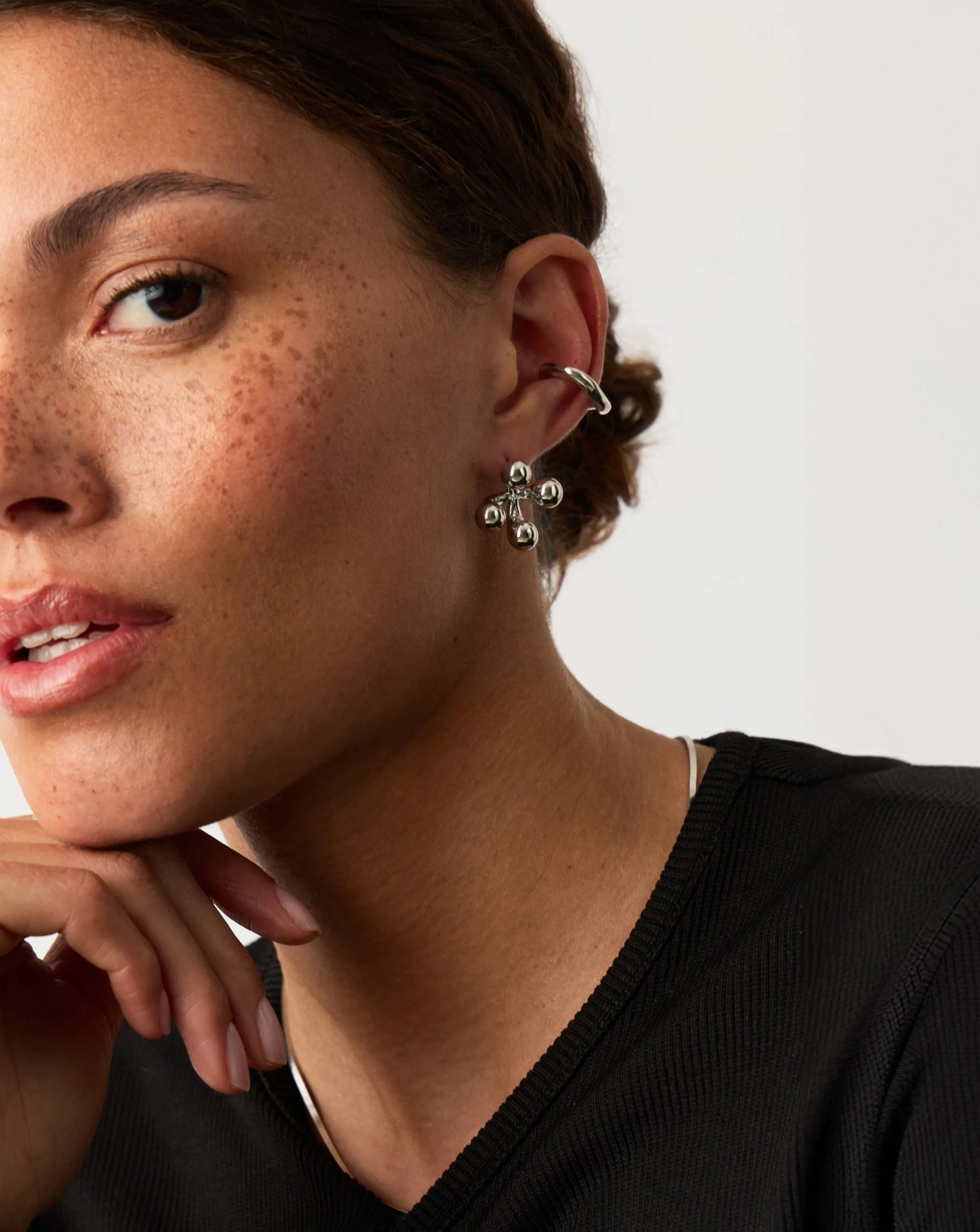 Atom Oversized Stud Earrings | Silver Plated