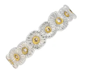 Buccellati 1.50 CTW Fancy Brown Diamond Sterling Silver Vermeil Gardenia Blossoms Cuff Bracelet