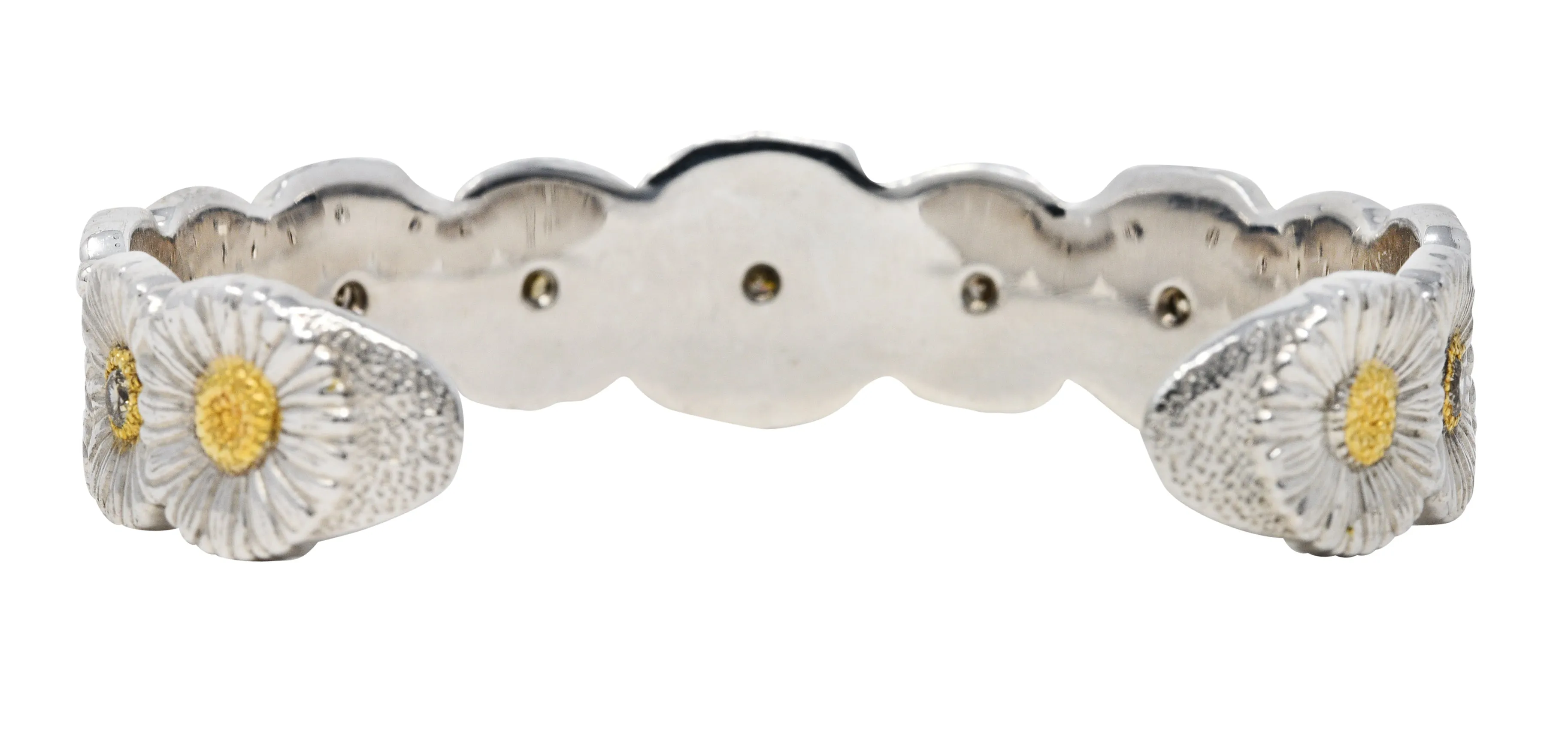 Buccellati 1.50 CTW Fancy Brown Diamond Sterling Silver Vermeil Gardenia Blossoms Cuff Bracelet