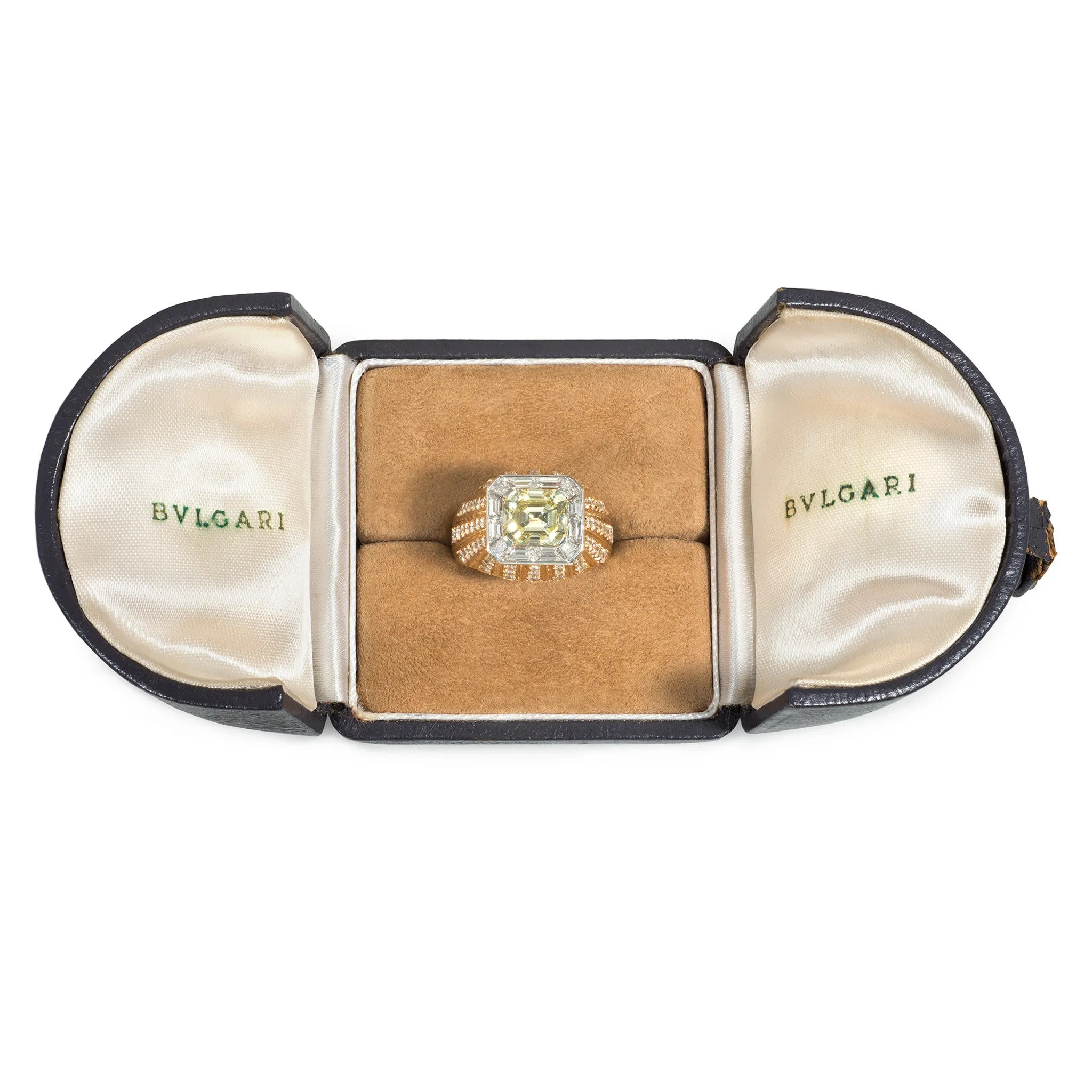 Bulgari 1970s 18KT Rose Gold Yellow & White Diamond Ring