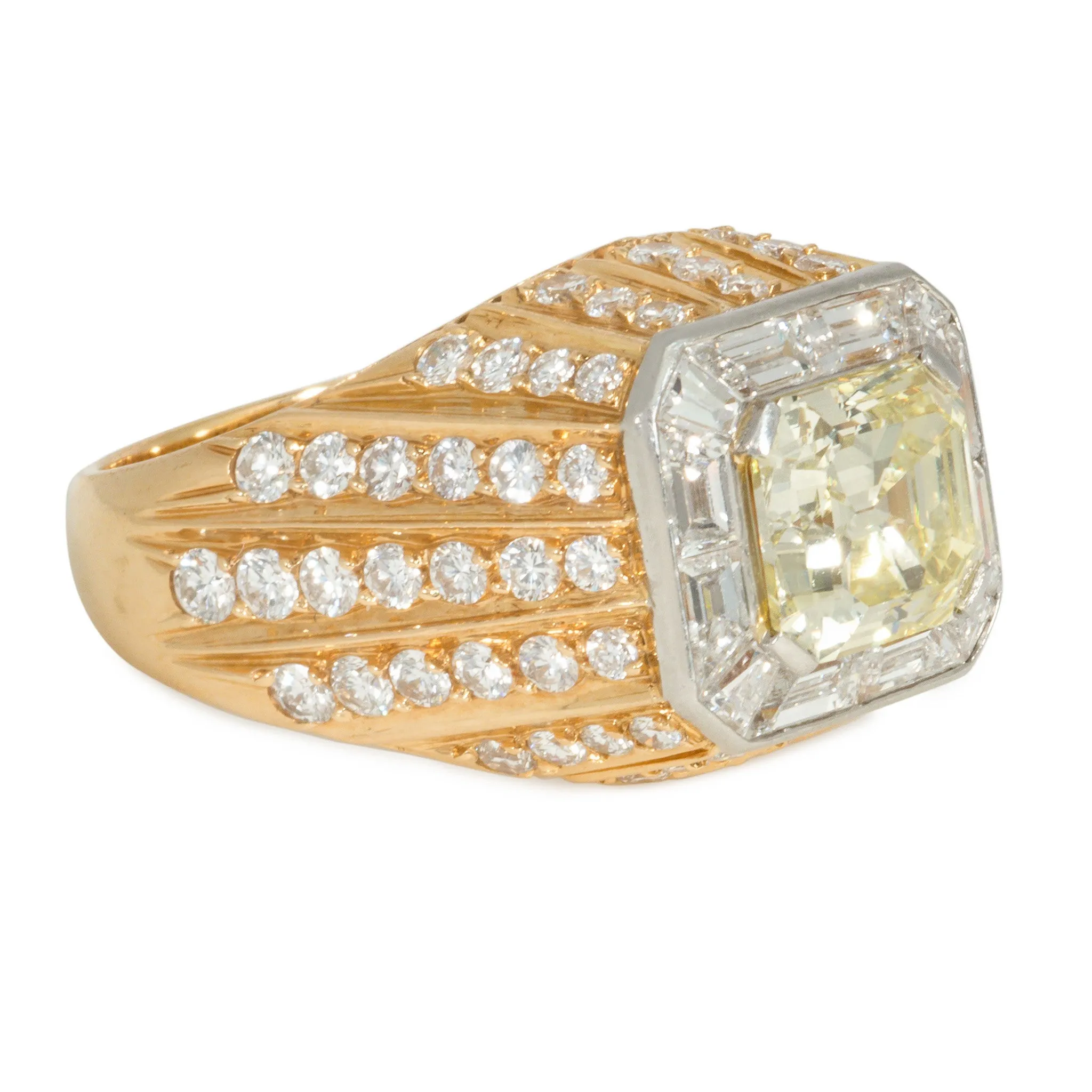 Bulgari 1970s 18KT Rose Gold Yellow & White Diamond Ring