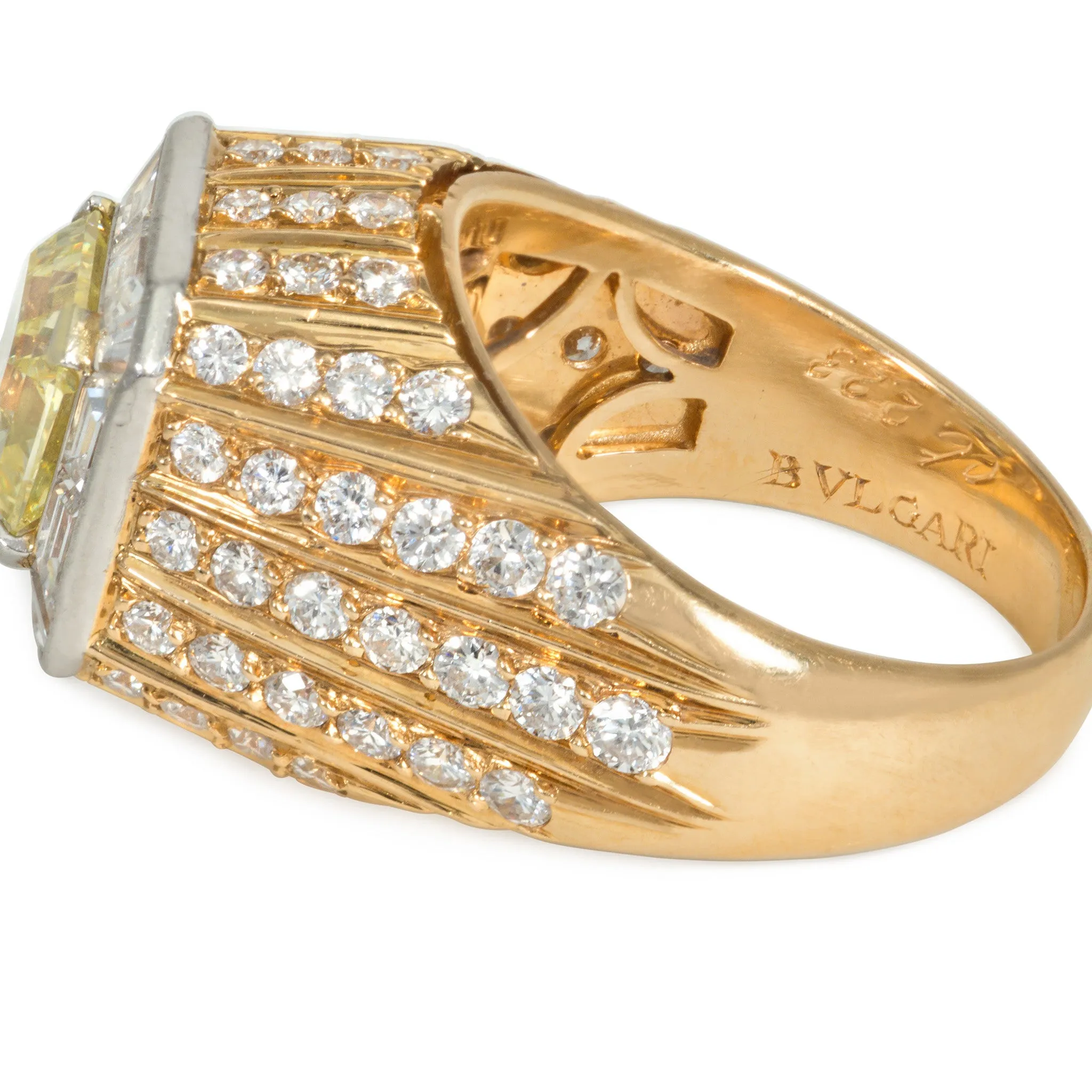 Bulgari 1970s 18KT Rose Gold Yellow & White Diamond Ring