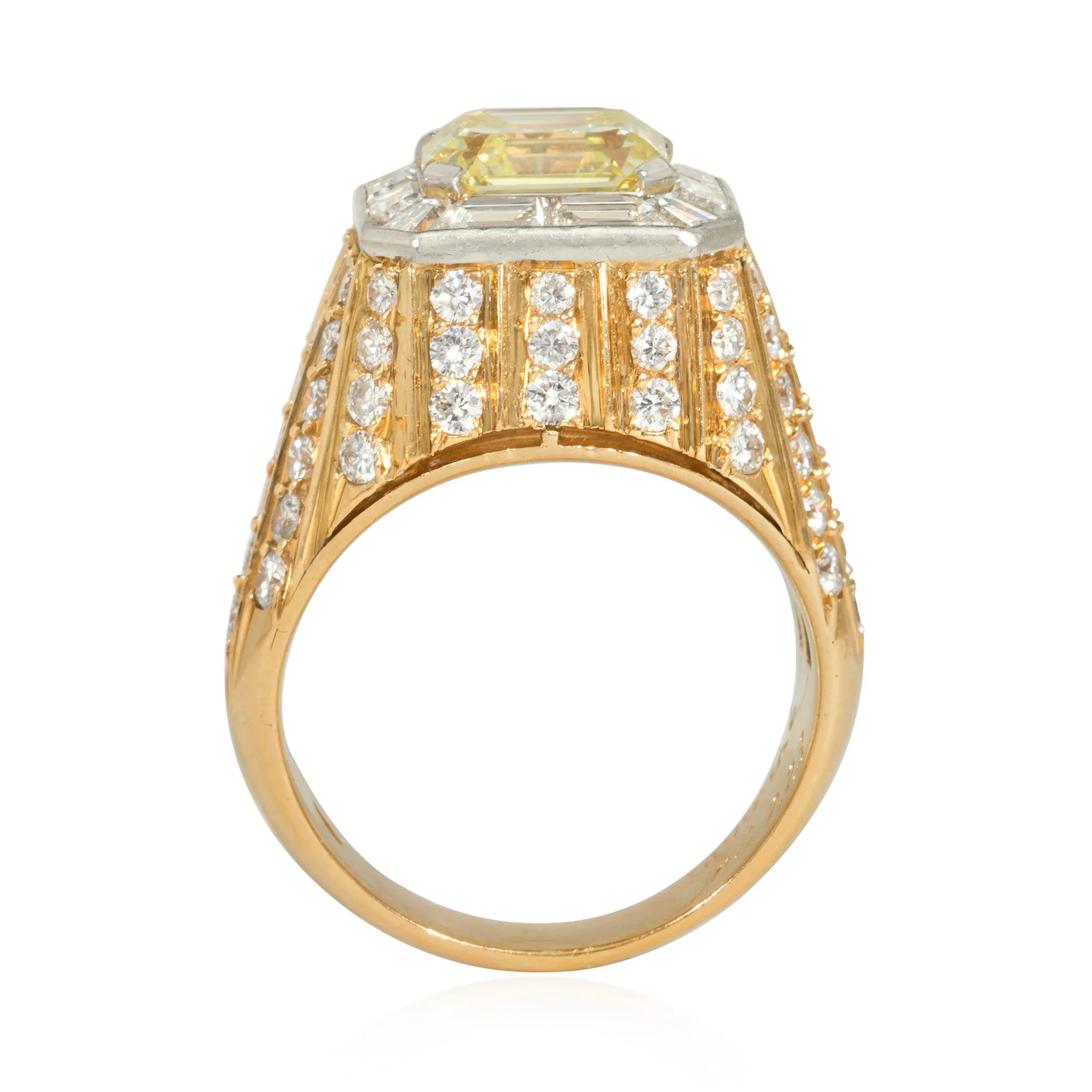 Bulgari 1970s 18KT Rose Gold Yellow & White Diamond Ring