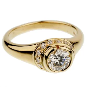 Bvlgari Diamond Solitaire Cocktail Yellow Gold Ring Sz 5 1/4