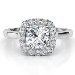Carina - GIA Cushion Cut Diamond Halo Engagement Ring in Platinum