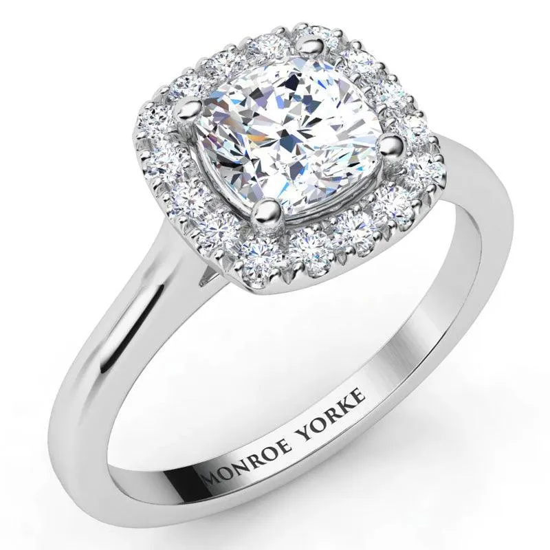 Carina - GIA Cushion Cut Diamond Halo Engagement Ring in Platinum