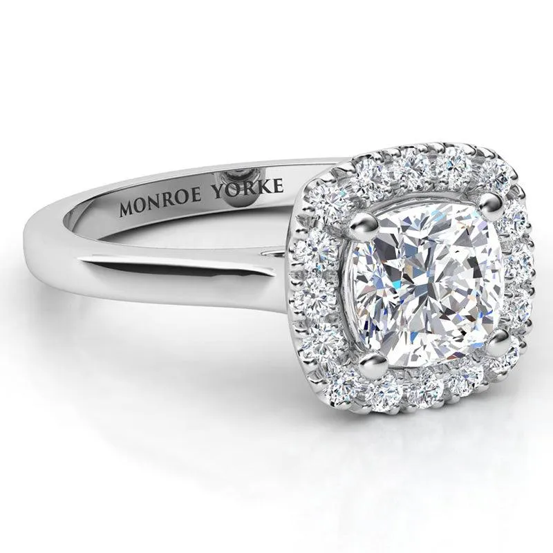 Carina - GIA Cushion Cut Diamond Halo Engagement Ring in Platinum