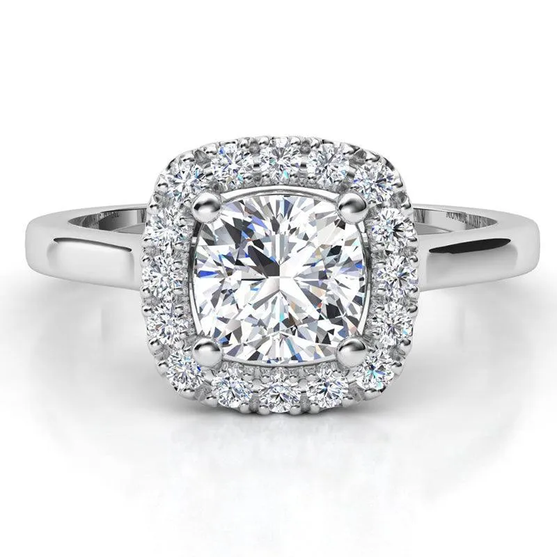Carina - GIA Cushion Cut Diamond Halo Engagement Ring in Platinum