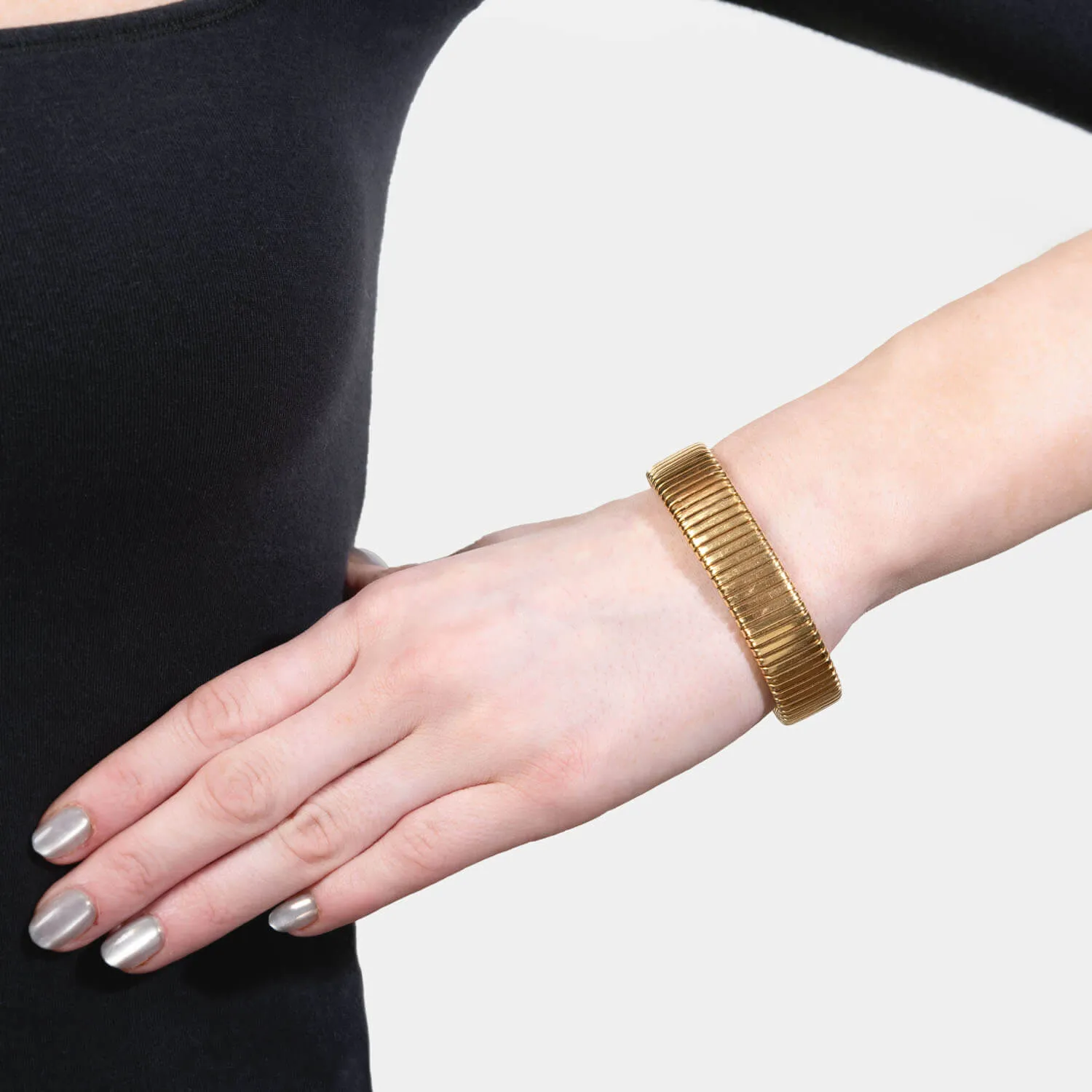 CARLO WEINGRILL Estate 18k Gooseneck Cuff Bracelet