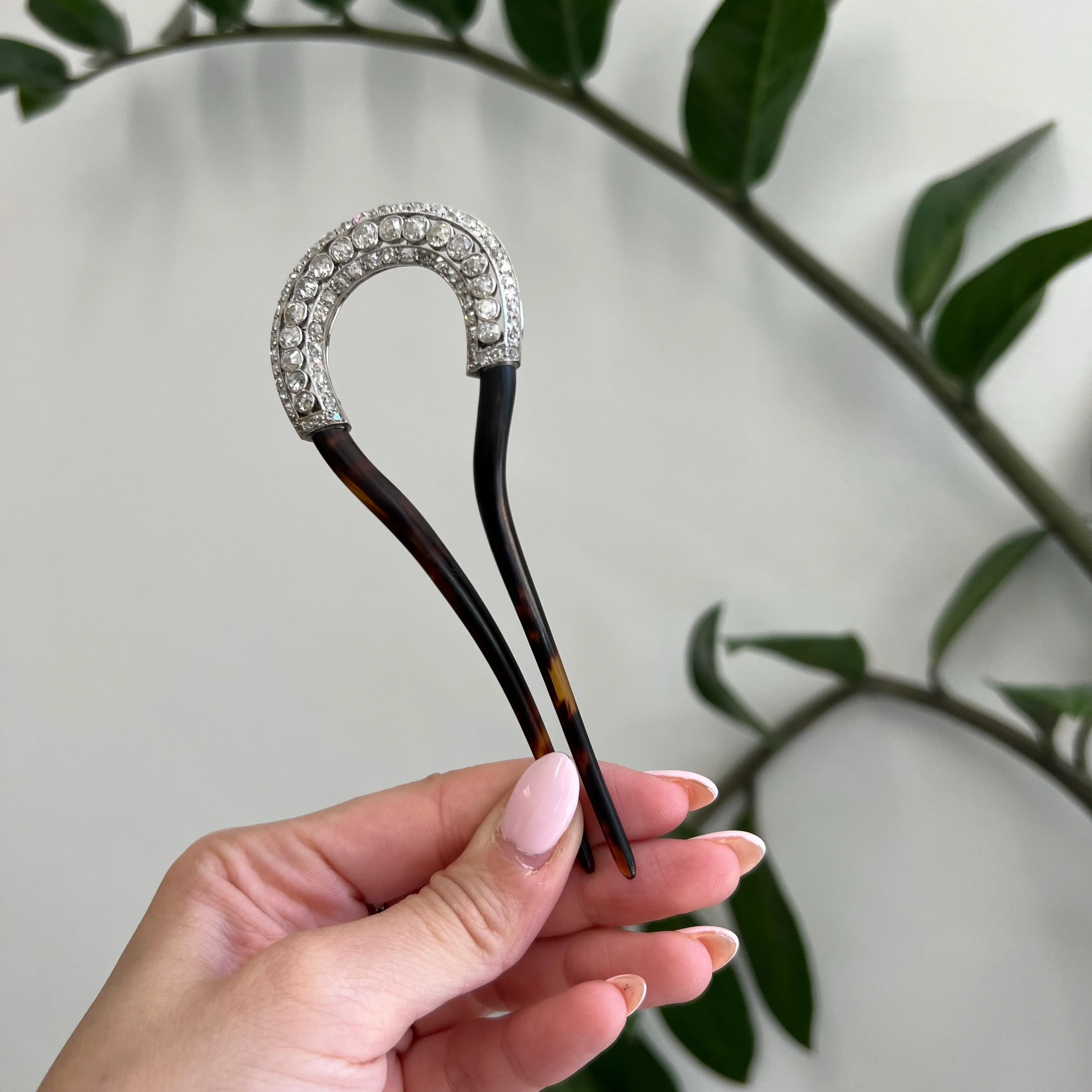 Cartier Edwardian Platinum Diamond Hair Comb
