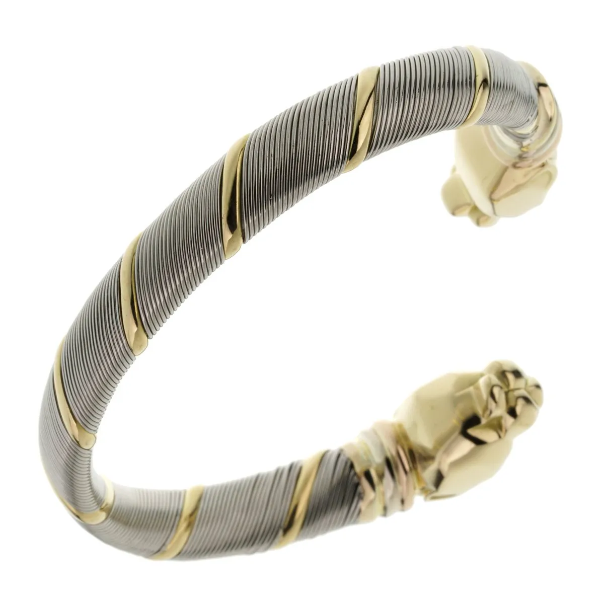 Cartier Panthere Stainless Steel Gold Bangle Bracelet