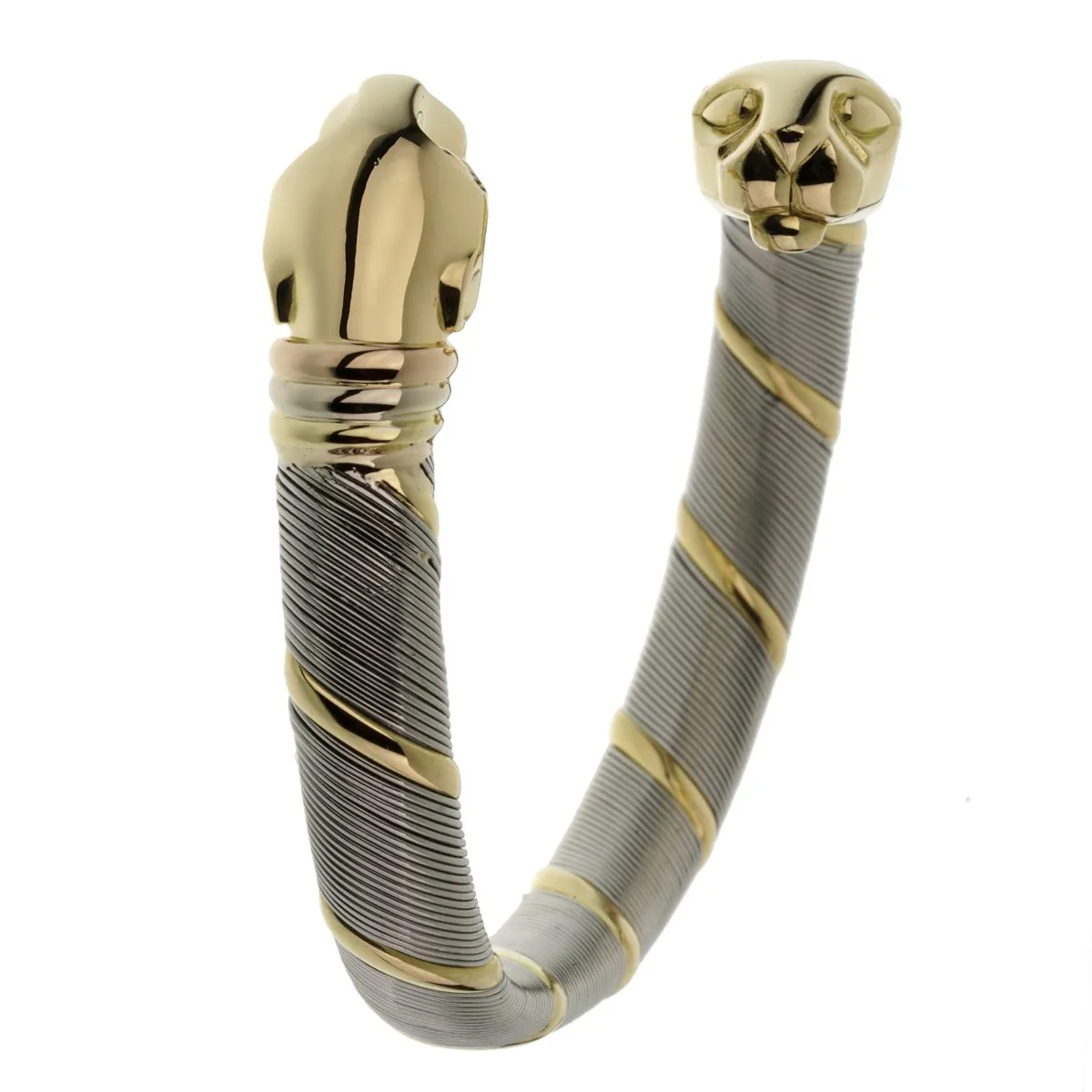 Cartier Panthere Stainless Steel Gold Bangle Bracelet