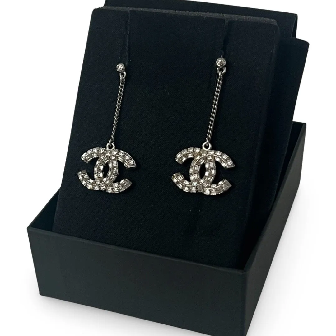 Chanel CC Crystal Drop Earrings