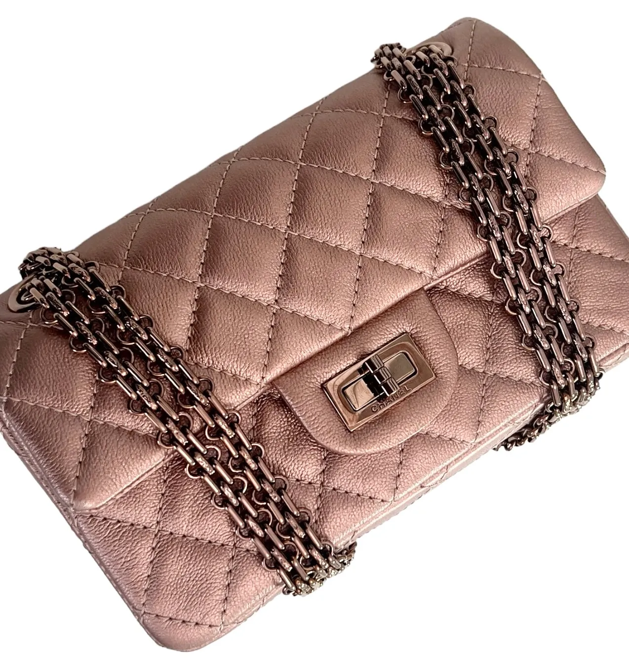 Chanel Classic 2.55 Reissue Mini 22C Rose Gold Calfskin, Pink/Rose Gold Hardware
