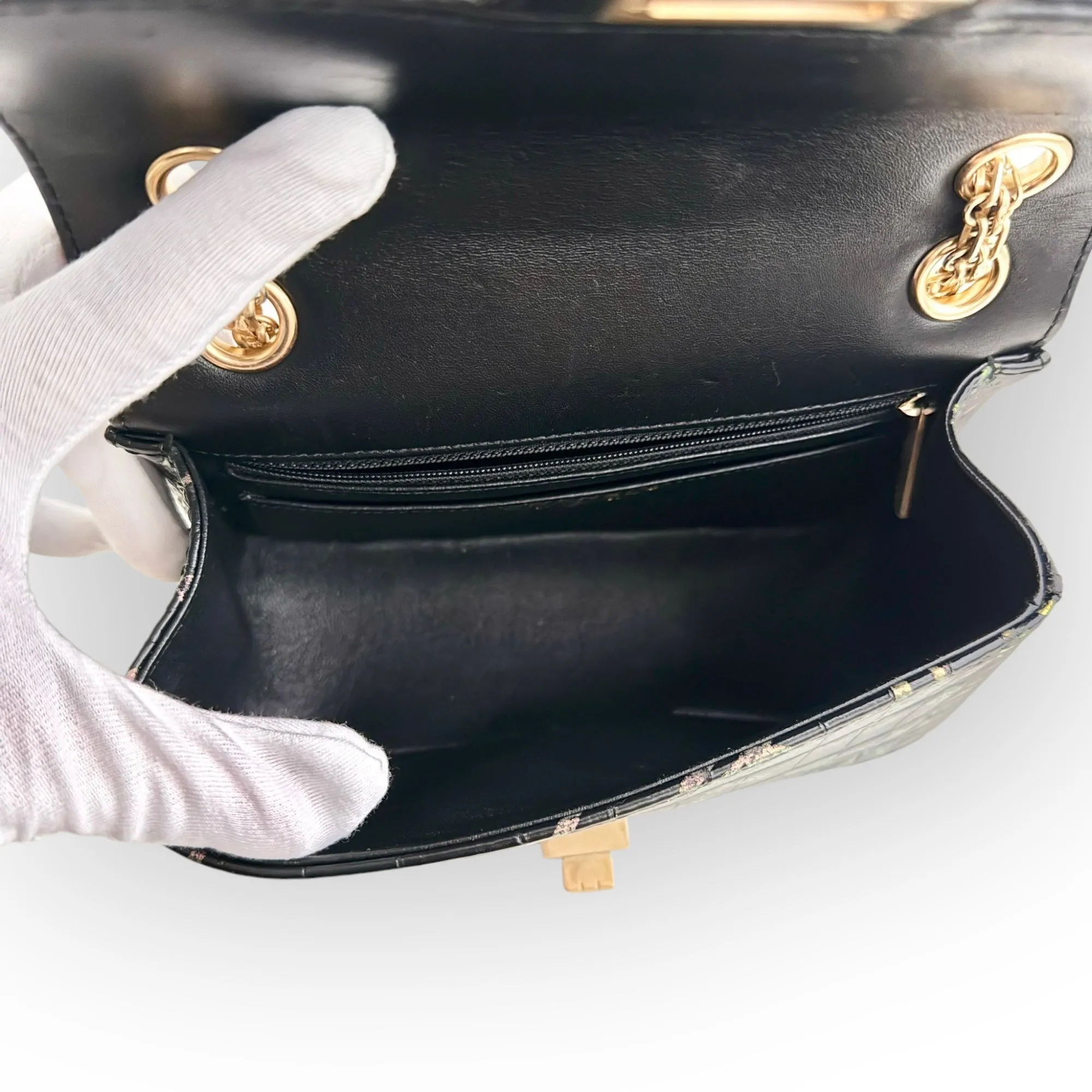 Chanel Classic 2.55 Reissue Mini Rectangle Single Flap, Metiers Dart Croc-Embossed Graffiti Calfskin, Gold-tone Hardware