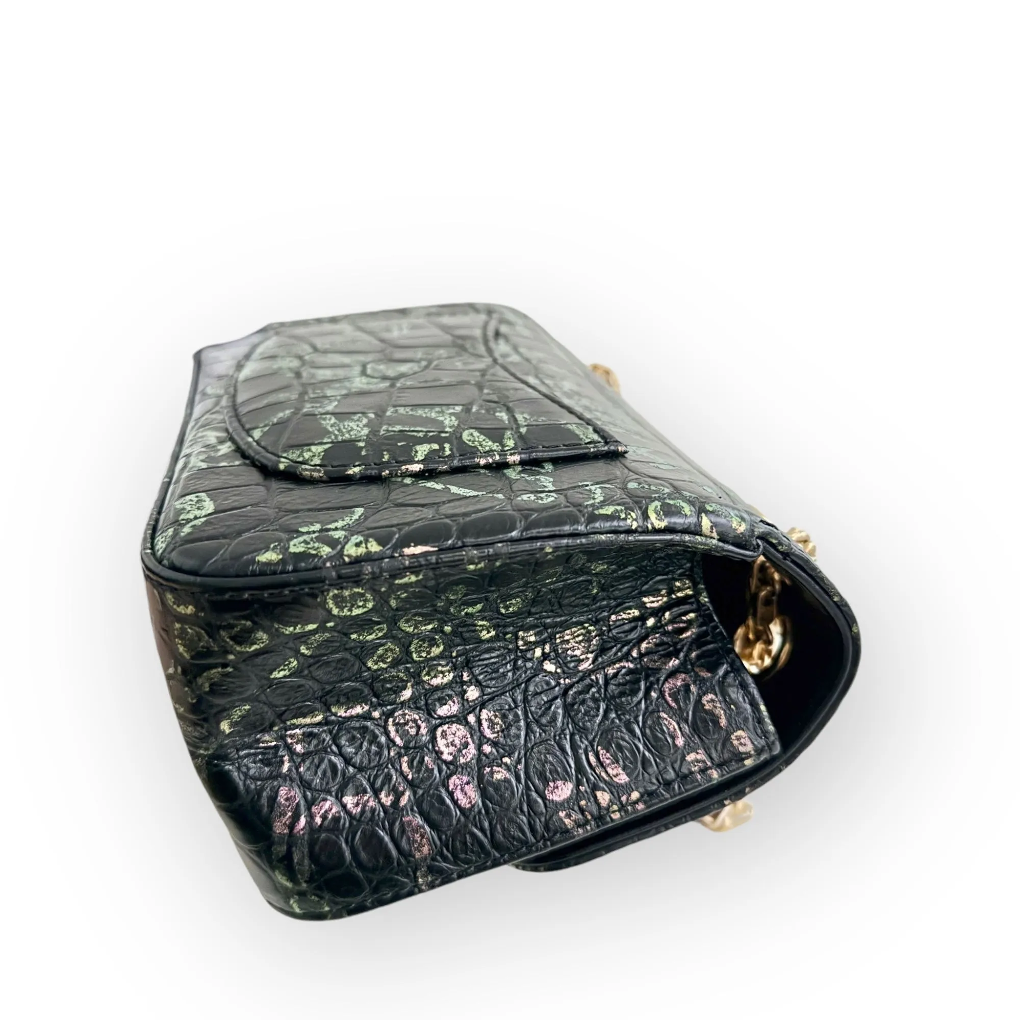 Chanel Classic 2.55 Reissue Mini Rectangle Single Flap, Metiers Dart Croc-Embossed Graffiti Calfskin, Gold-tone Hardware