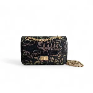 Chanel Classic 2.55 Reissue Mini Rectangle Single Flap, Metiers Dart Croc-Embossed Graffiti Calfskin, Gold-tone Hardware