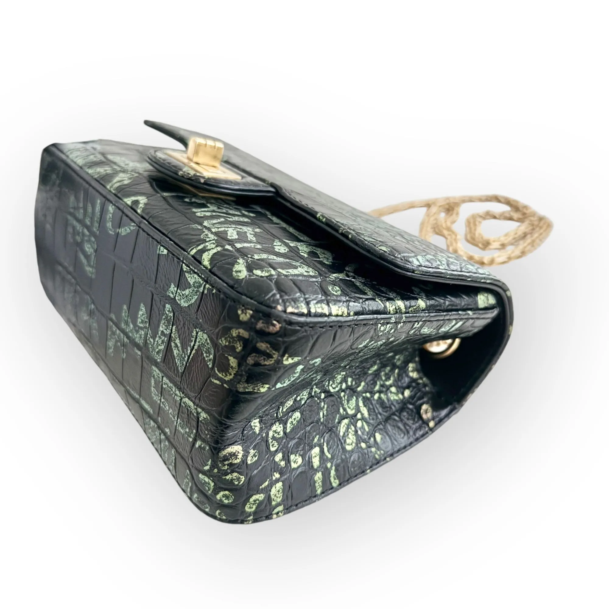 Chanel Classic 2.55 Reissue Mini Rectangle Single Flap, Metiers Dart Croc-Embossed Graffiti Calfskin, Gold-tone Hardware