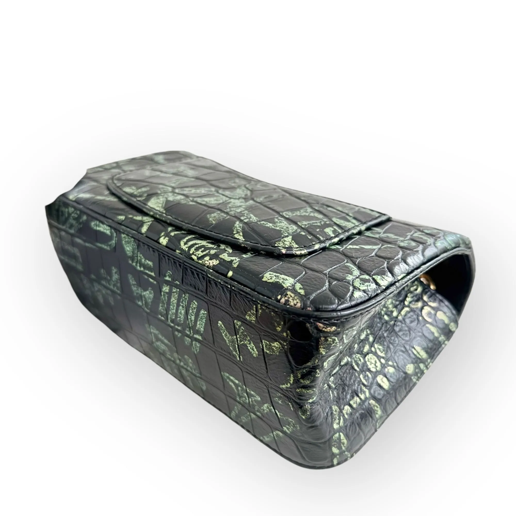 Chanel Classic 2.55 Reissue Mini Rectangle Single Flap, Metiers Dart Croc-Embossed Graffiti Calfskin, Gold-tone Hardware