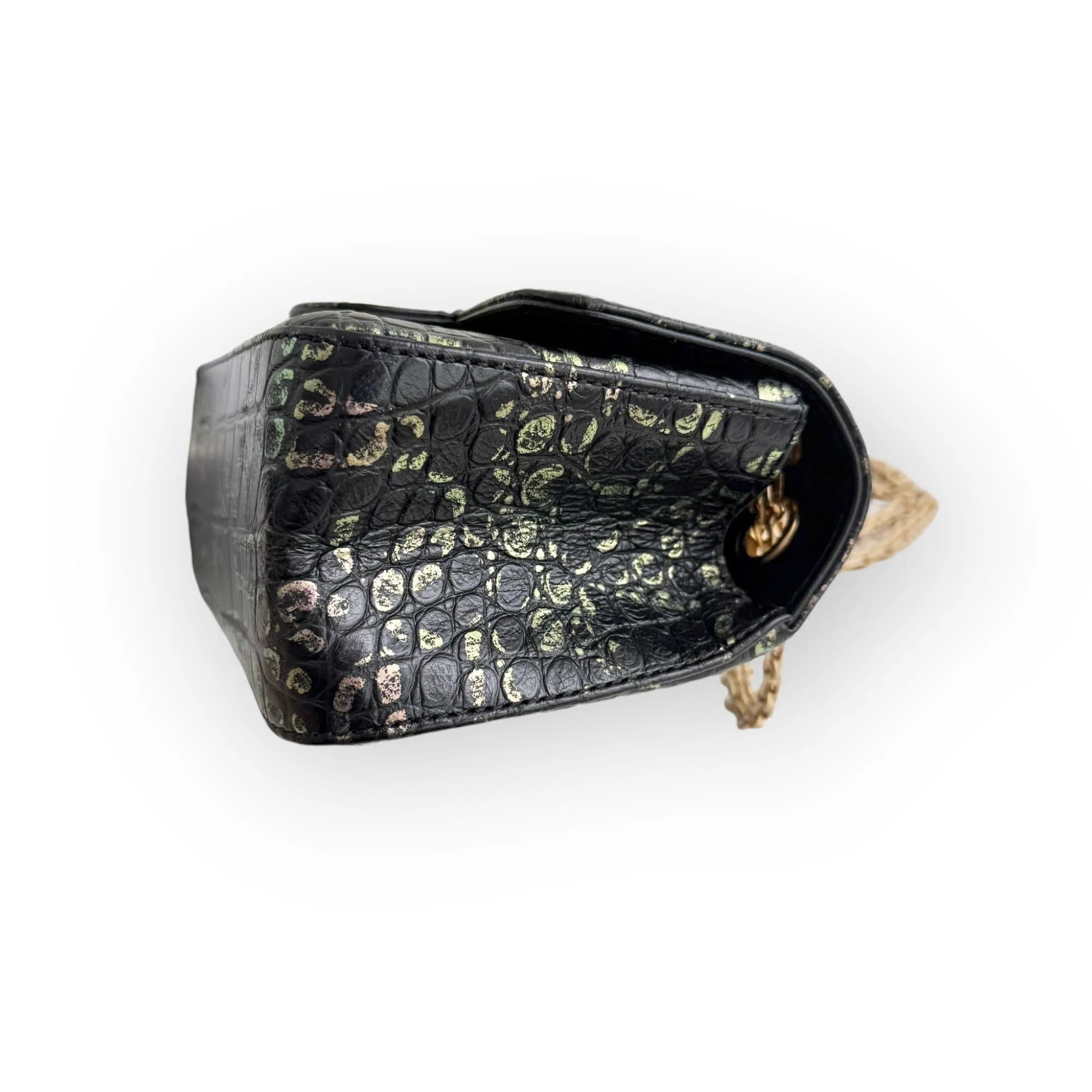 Chanel Classic 2.55 Reissue Mini Rectangle Single Flap, Metiers Dart Croc-Embossed Graffiti Calfskin, Gold-tone Hardware