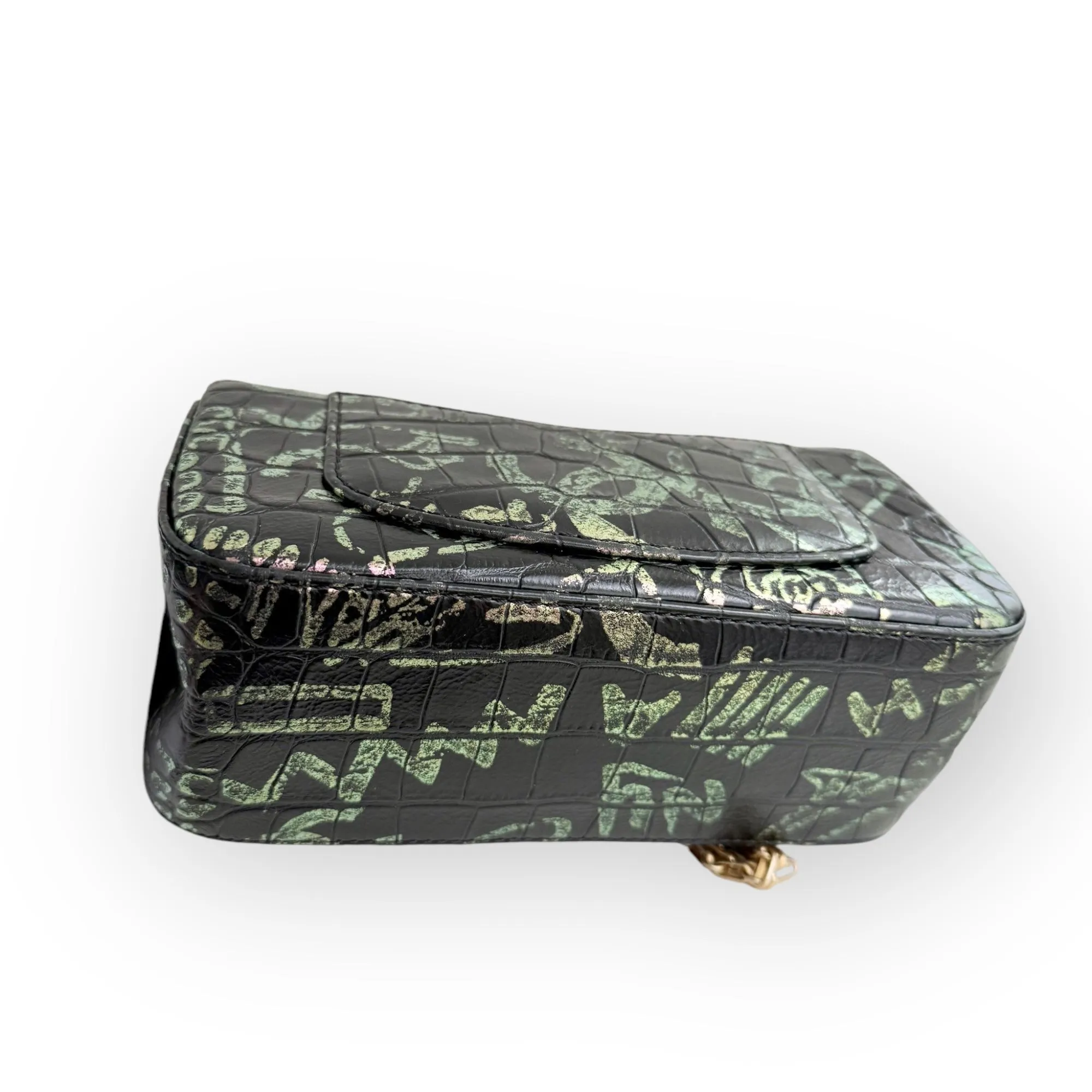 Chanel Classic 2.55 Reissue Mini Rectangle Single Flap, Metiers Dart Croc-Embossed Graffiti Calfskin, Gold-tone Hardware