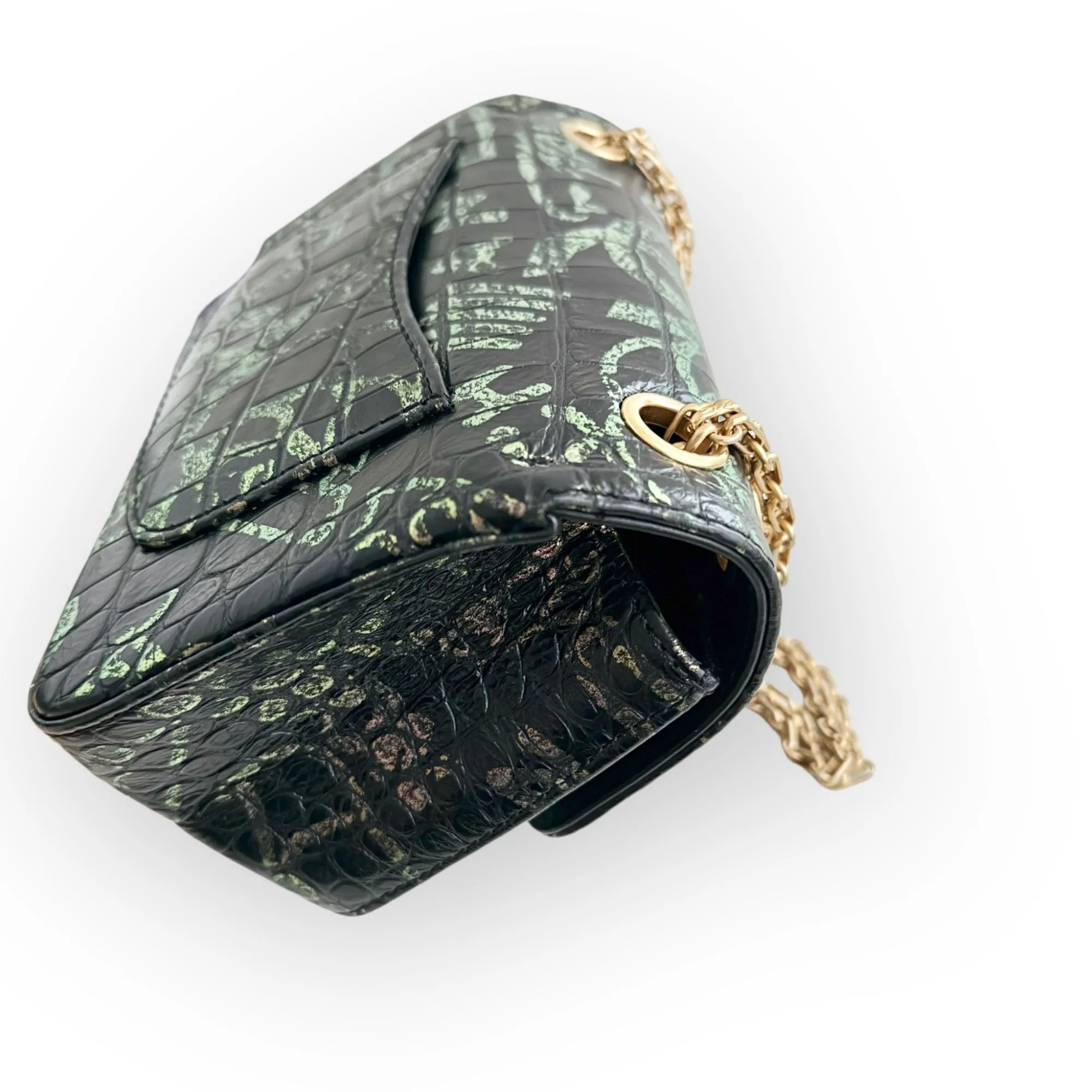 Chanel Classic 2.55 Reissue Mini Rectangle Single Flap, Metiers Dart Croc-Embossed Graffiti Calfskin, Gold-tone Hardware