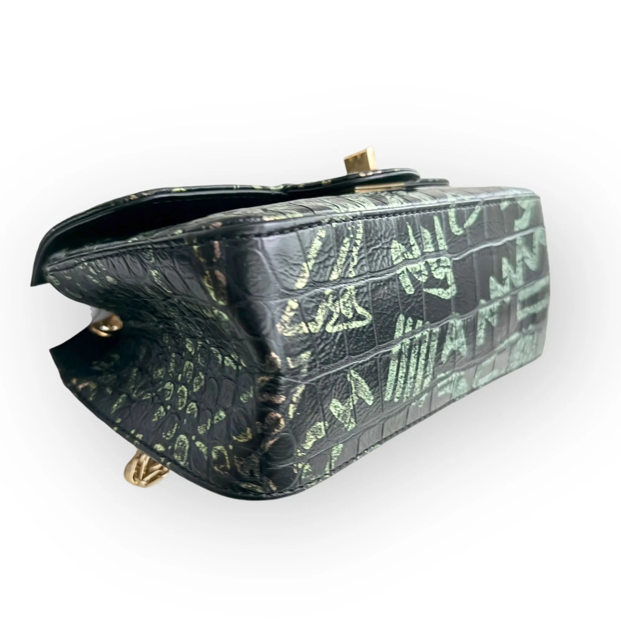 Chanel Classic 2.55 Reissue Mini Rectangle Single Flap, Metiers Dart Croc-Embossed Graffiti Calfskin, Gold-tone Hardware