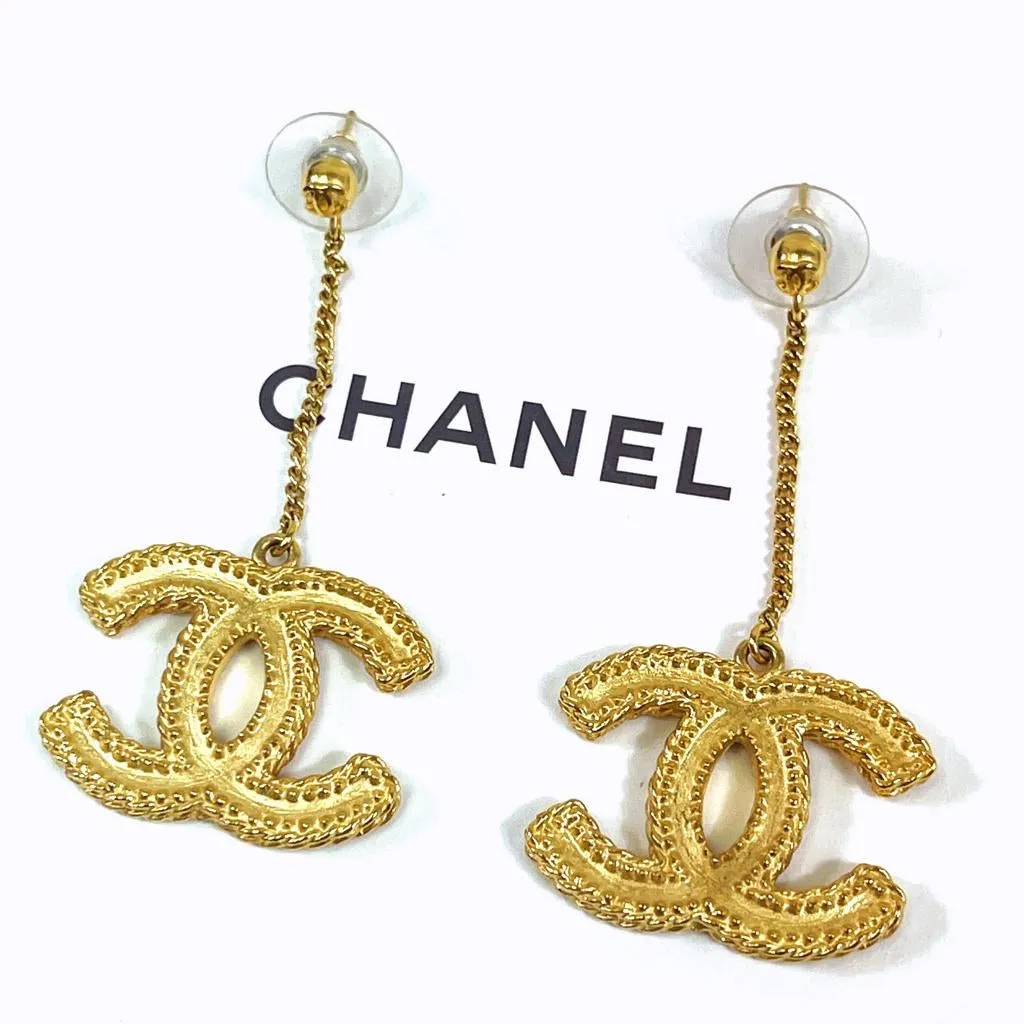 Chanel Gold Metal Drop Earrings